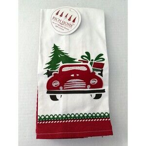 Holiday Christmas Tree Truck Set 3 Kitchen Towels By Rich Home 100% Cotton NEW